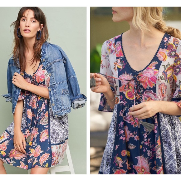 Anthropologie Lilka Patchwork Trapeze Dress - Picture 2 of 8